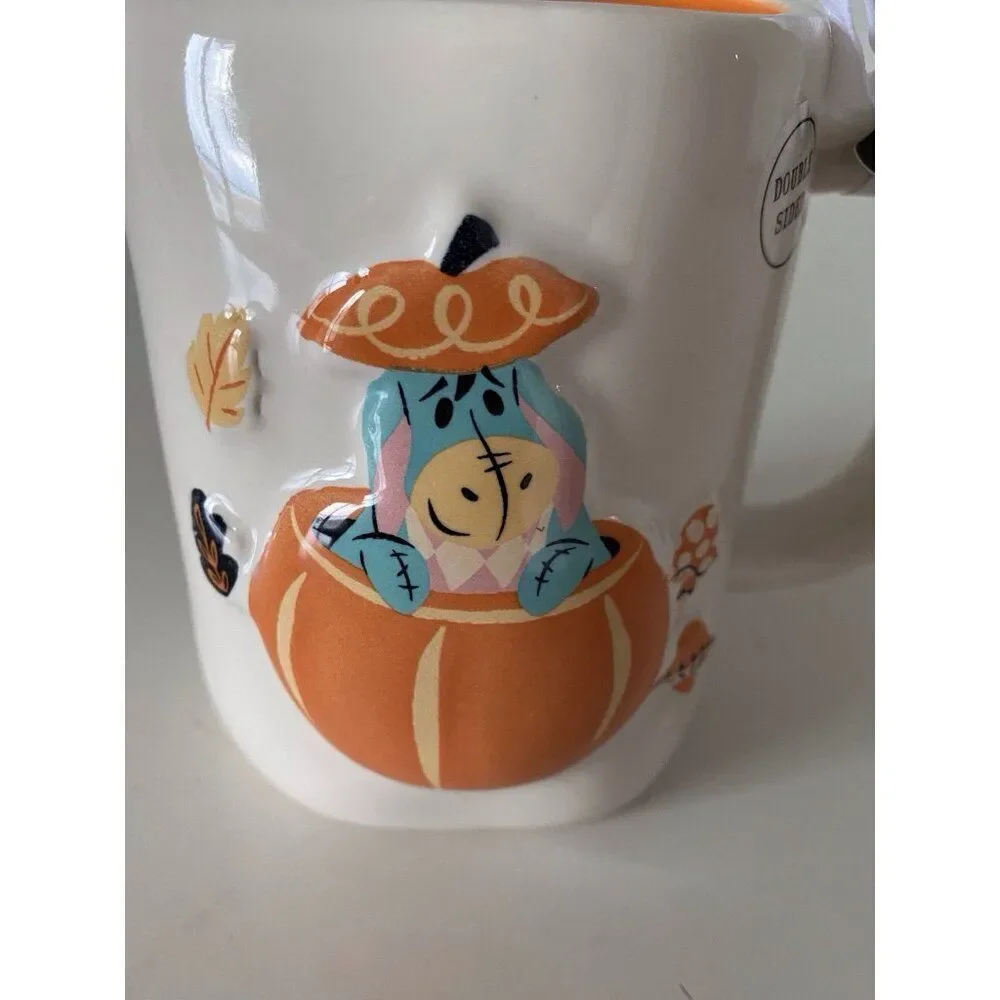 Rae Dunn Disney Eeyore Donkey Halloween Mug Pumpkin Trick or Treat‎ Double Sided